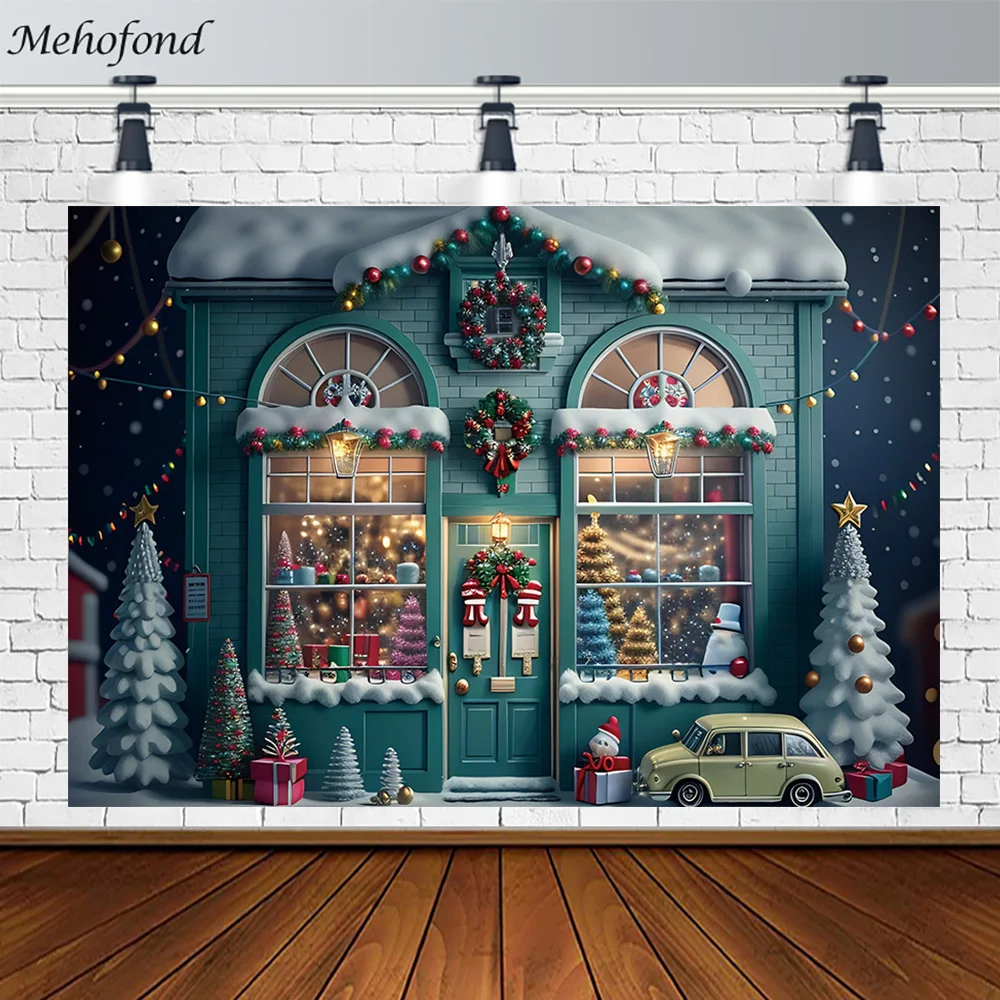 

Mehofond Christmas Toy Shop Backdrop Kids Portrait Photography Background Xmas Tree Car Night Gift Photo Studio Photocall Props