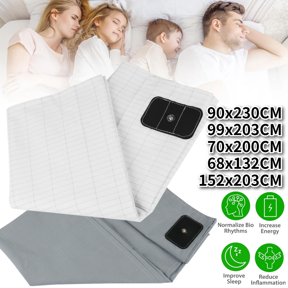 90% Cotton 10% Silver Fiber Bedsheet Earthing Grounding Mat Conductive Antistatic Health Improve Sleep Release Stress