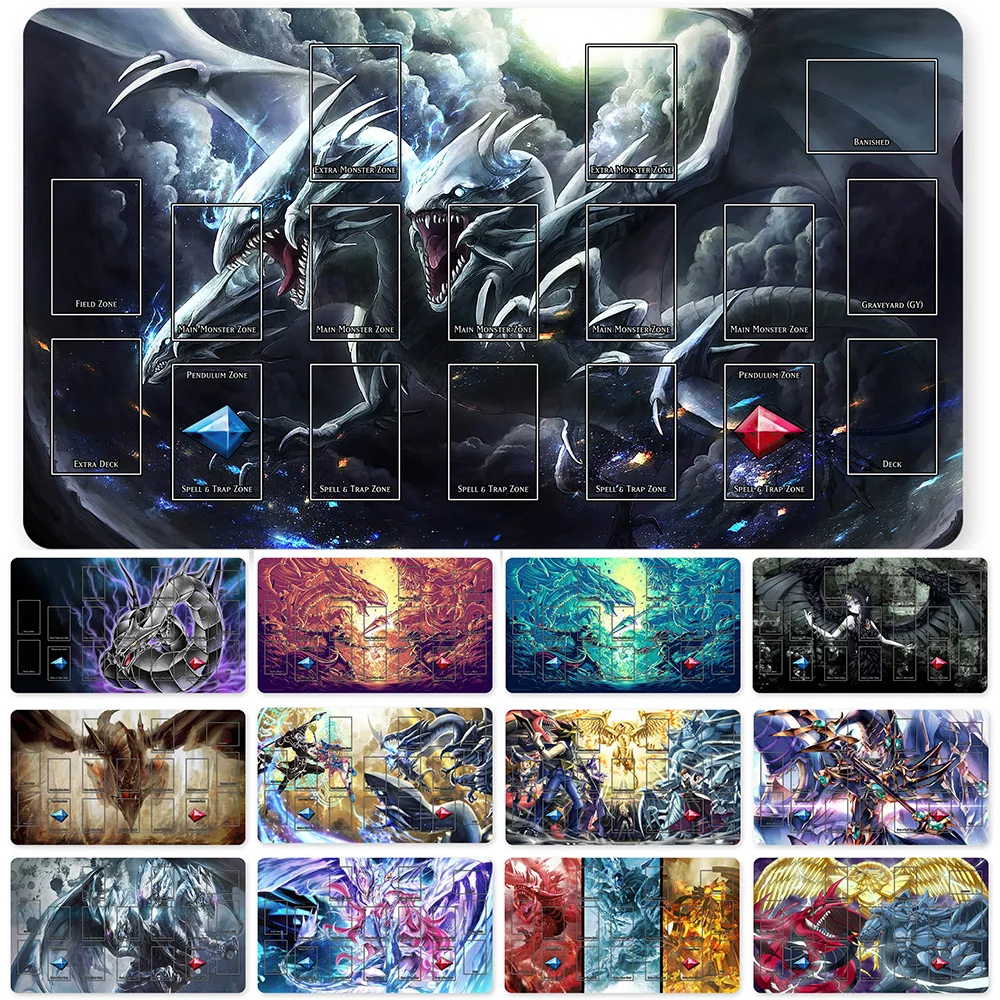 

HOT OCG Playmat Blue-eyes Ultimate Dragon Dark Magician Duel Monsters Playmats Compatible for YuGiOh TCG + Free Bag - ygo (2)