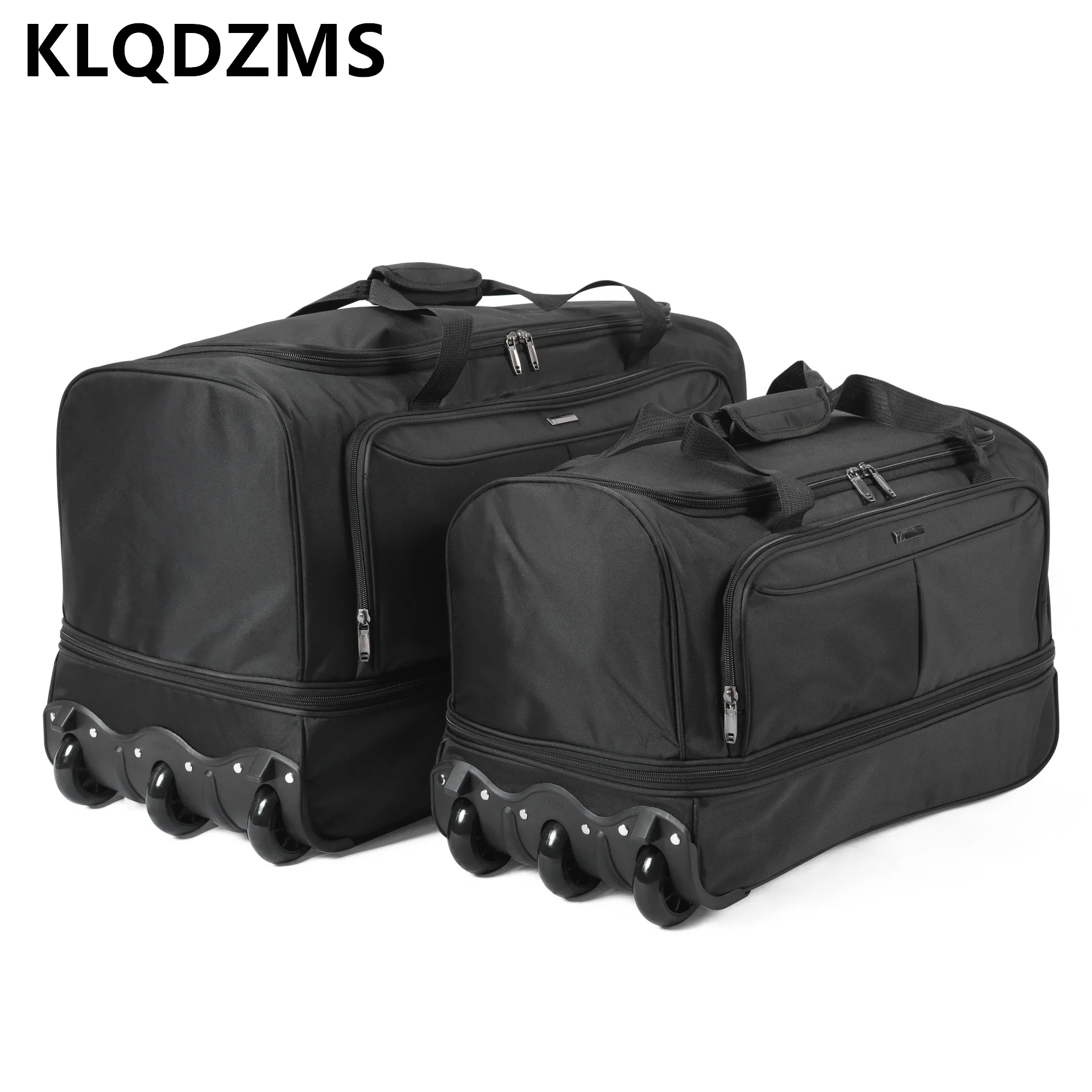 KLQDZMS Checked Luggage Oxford Cloth Large Capacity Trolley Bag Men's Waterproof Foldable Travel Bag 28