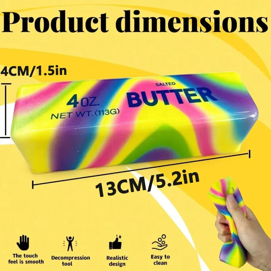 5/1 Stück Bunter Butter-Stick Fidget Toy, Klebriger Butter-Stick, Langsam Rückfedernder Stressball, Quetschspielzeug, Anti-Stress-Sensorik-Spielzeug – Detail 2