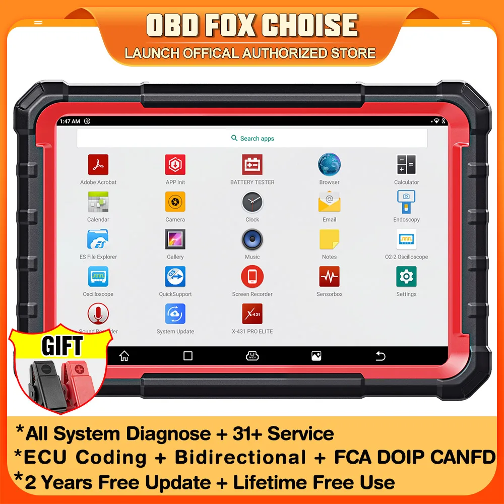 

LAUNCH X431 PRO Elite Двунаправленный сканер OBD2 Кодирование ECU 31+ Служба Полная система Диагностический инструмент VAG Guide CANFD DOIP FCA