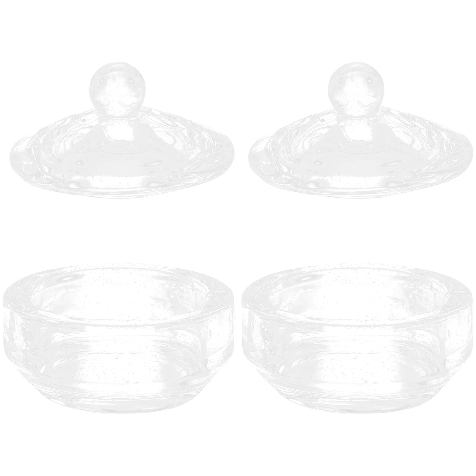 Bol à ongles en verre, tasse en cristal, pour ongles en acrylique, outil de manucure rond, plat Dappen avec couvercle, support de liquide en poudre, 2 pièces