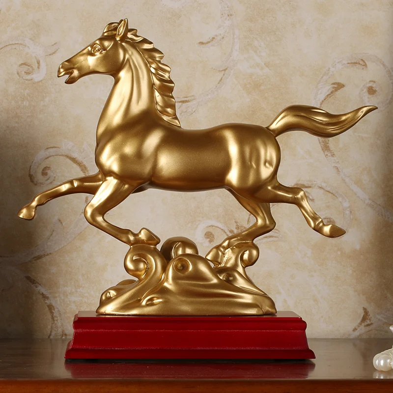 

2021 Home store Company SHOP business Decor GOOD LUCK mascot bring wealth money Success golden horse ART Statue