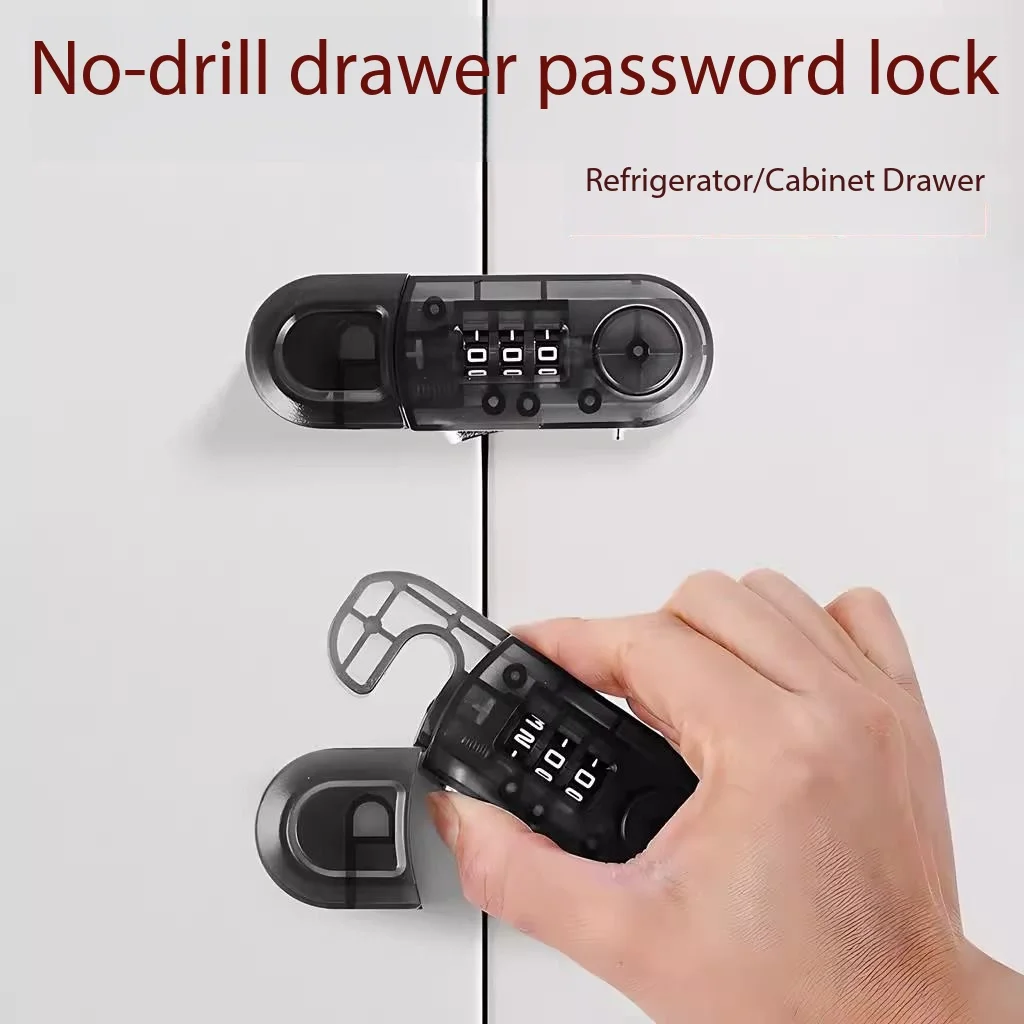 Drawer Password Lock Non Perforated Cabinet Door Safety Lock Double Opening Refrigerator Lock Home Office Anti-theft Lock