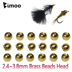 Bimoo 100PCS 2.4mm 2.8mm 3.3mm 3.8mm Brass Beads Head Nymph Streamer Woolly Bugger Wet Fly Tying Materials Trout Fishing Lures