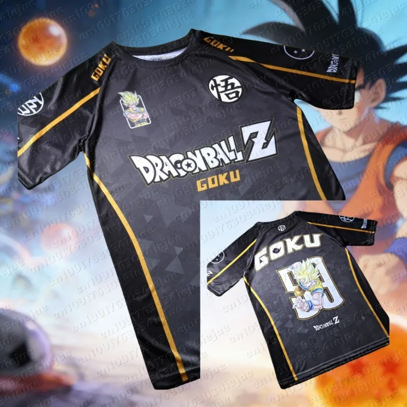 

Men's Dragon Ball Z Anime 3D Print T Shirt Goku Character Graphic Tee with Geometric Pattern & Kanji Design Stylish Casual Top