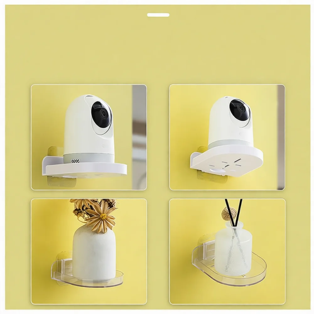 Adhesive Monitor Camera Wall Shelf Punch Free Support Tray Stand For Indoor Home Security Pet Camera Storage Organize