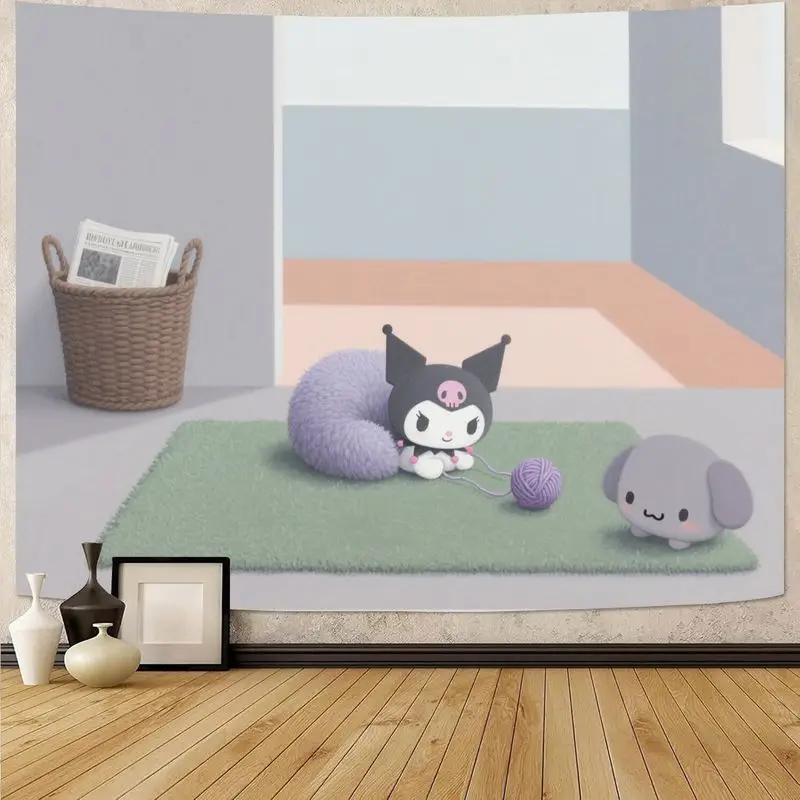 

1 шт. Sanrio Kuromi & Friend милый игривый гобелен из полиэстера настенное искусство уютный декор комнаты подарок для спальни для фанатов Kuromi