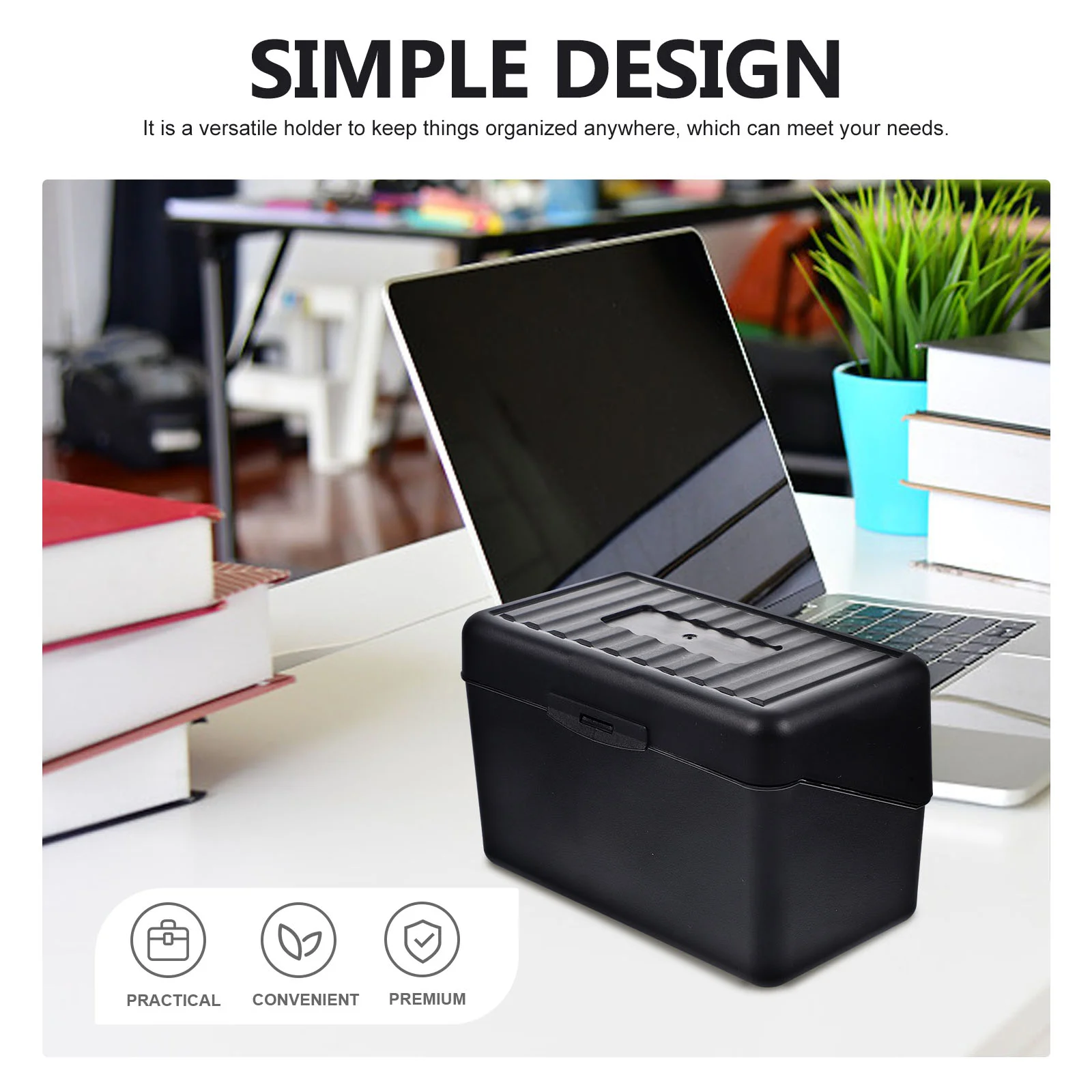 Index Card Holder Storage Box Horizontal Note Pad Office Notepad (black) Memo Pads Metal Papers Case Pp Shelves