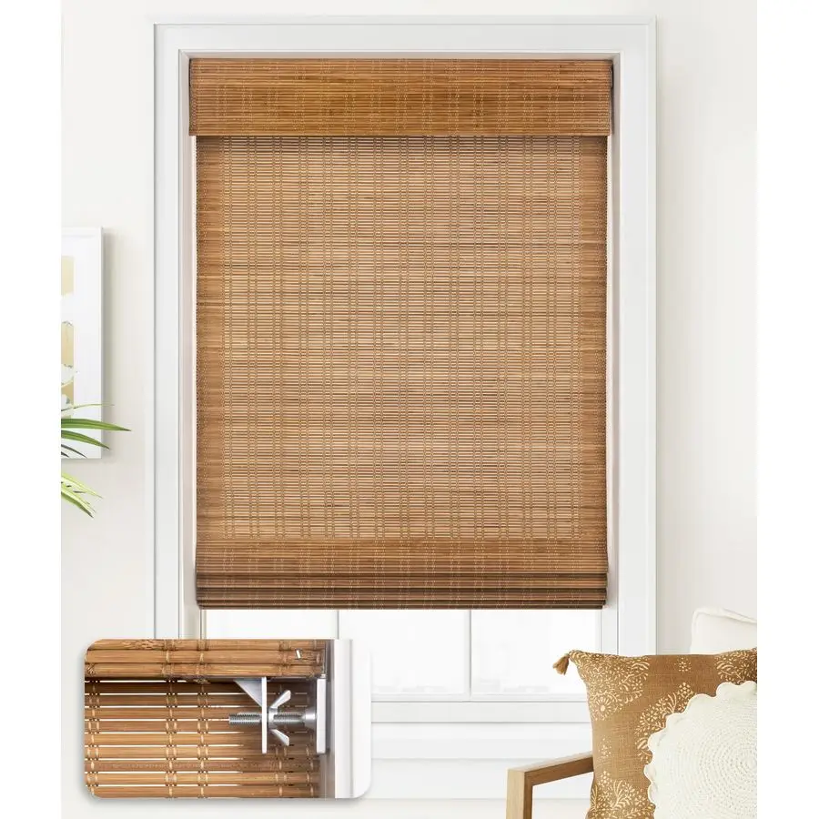 

Беспроводные рулонные шторы из бамбука без сверления, светофильтрующие, для окон, 34 ширина x 64 высота