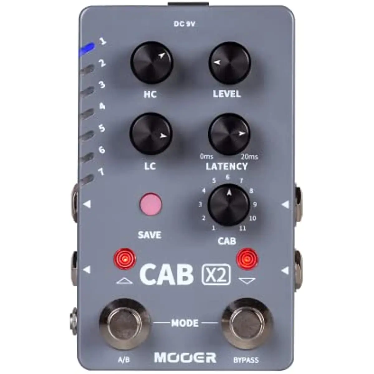 MOOER CAB X2 Dual Footswitch Cab Sim IR Loading Stereo Cabinet Simulation Pedal with 14 Preset Slots Supporting Software Editing