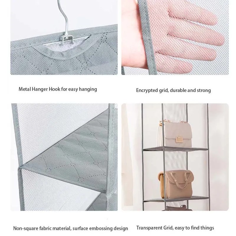 Home wardrobe three-dimensional hanging bag bag bag collection hanging bag finishing cloth dust-proof storage rack dormitory art