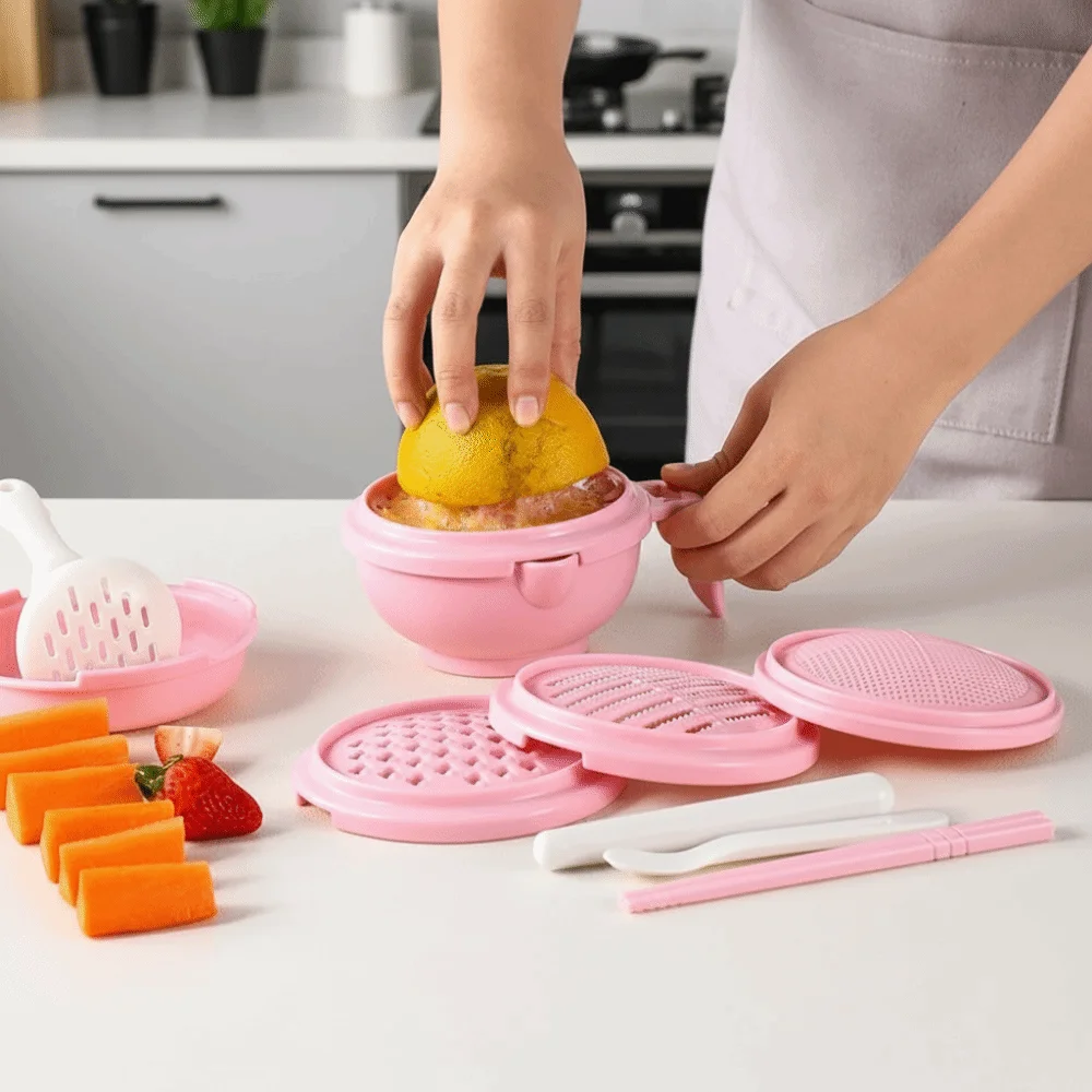 

Solid Color Baby Food Grinding Bowl Multifunctional Handmade Fruit Puree Grater Weaning Period Baby Grinder Feeding Tableware