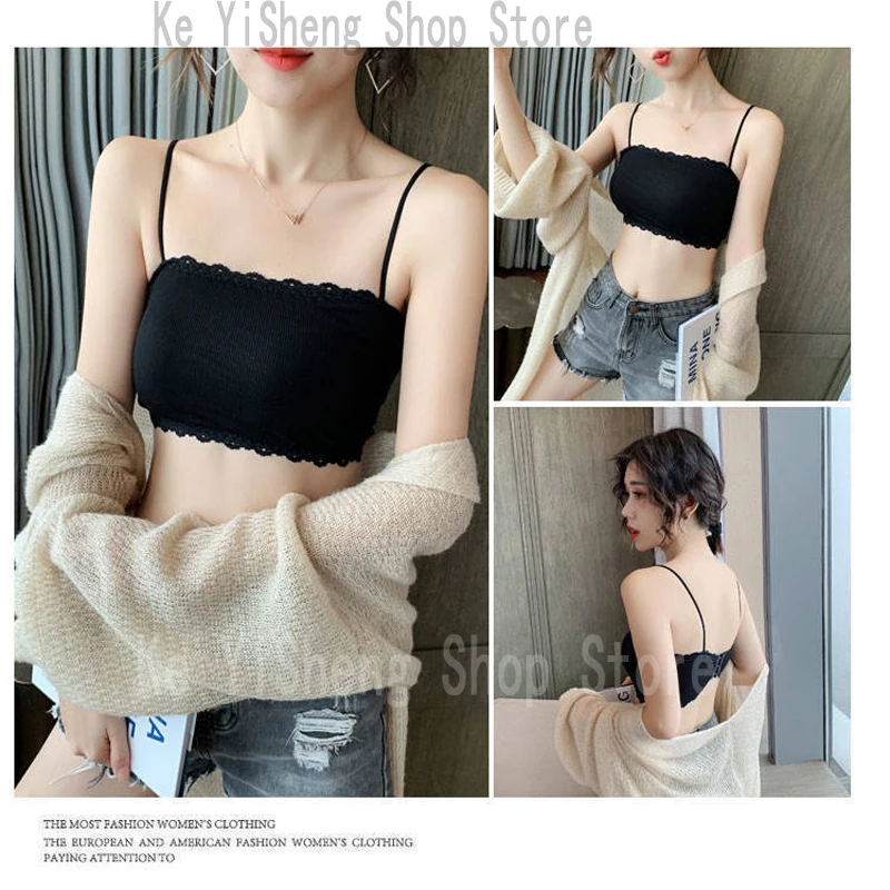 Cotton camisole top top girl no underwire chest pad Adjustable to fit small chest vest wrap bra student bra image 5