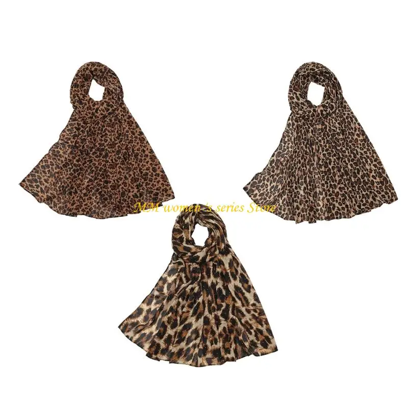 

Q39C Luxurious Animal Print Wrap Lightweight Scarf with Crystal Accent 180cm Length