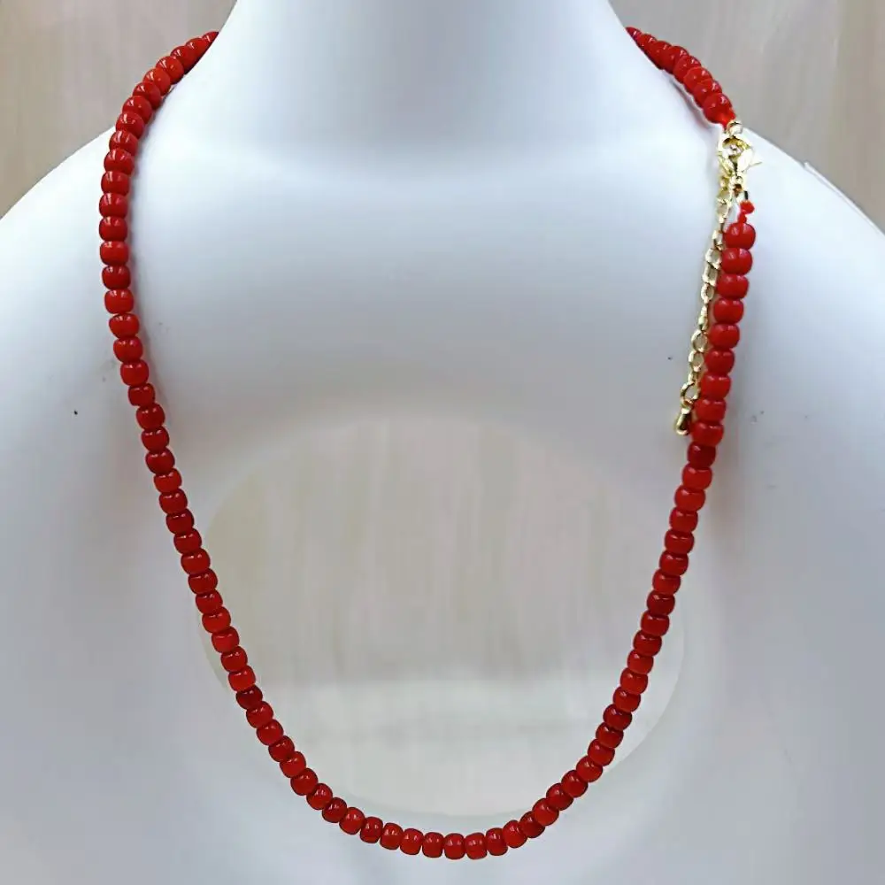 

4x4mm Real Natural Drum Red Sea Bamboo Coral Cylindrical Loose Spacing Jewelry Chokers Necklace Accessories Charm Gift
