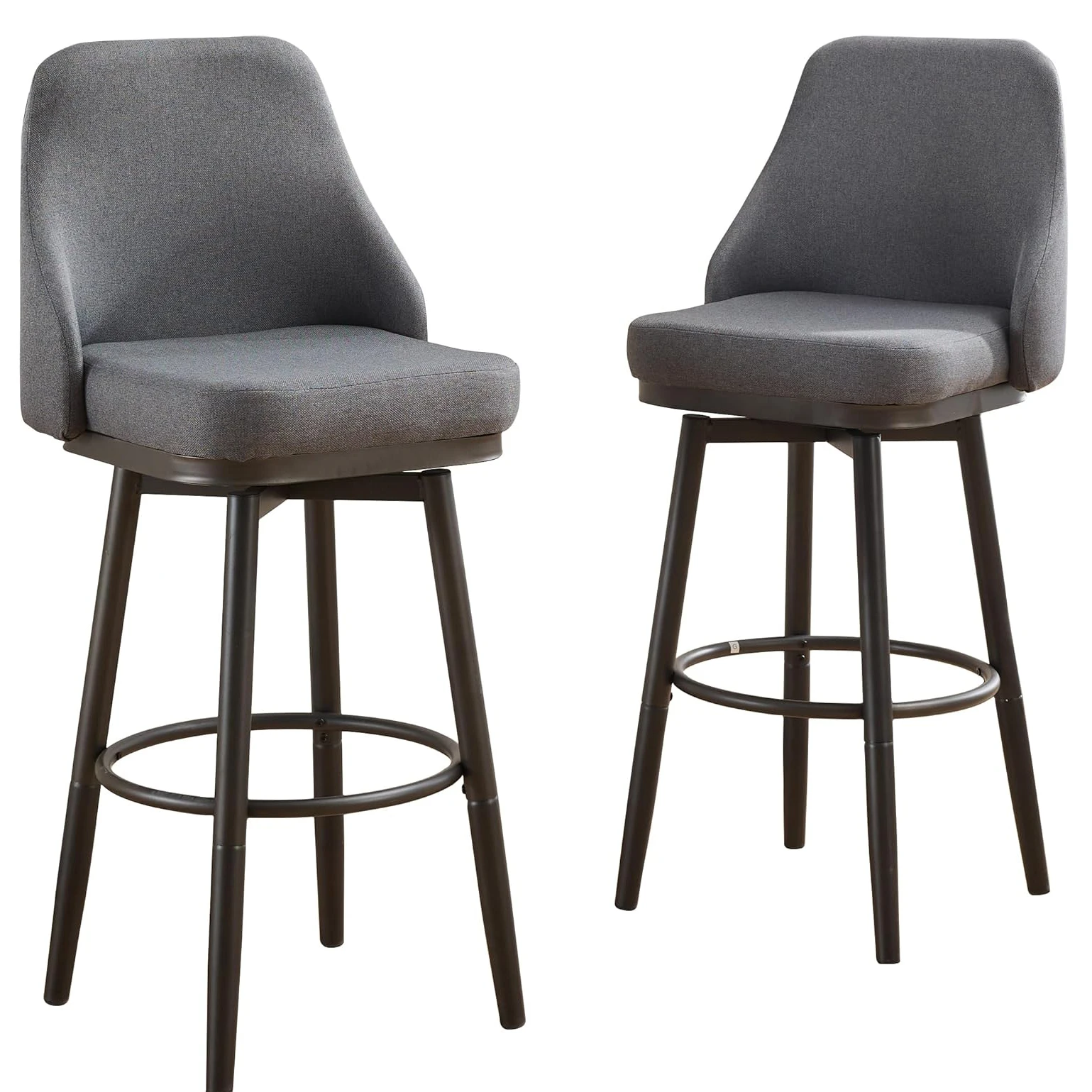 مقاعد بار دوارة بارتفاع قابل للتعديل مع ظهر ، شنيل ، كراسي بارستول طويلة حديثة ، جزيرة مطبخ ، غرفة طعام ، مقهى ، 2 #1