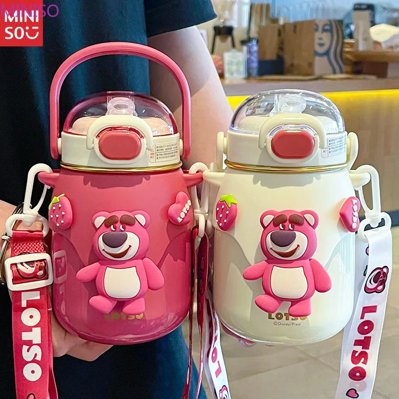 

Lotso Cute Cartoon Plush-Inspired Insulated Cup - Straw Cup, Large Capacity Stylish Chubby Belly, Portable Student Water Mug