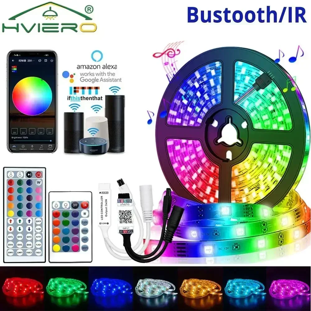 

5 м RGB светодиодная лента 5050 свет гибкий ИК WIFI Bluetooth контроллер лента полоса ночное освещение DC 12 В диодная лента подсветка лампа