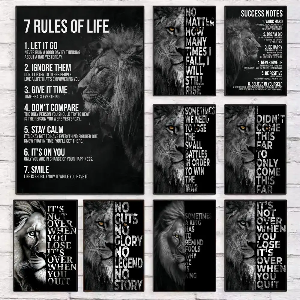 

Inspirational Success Quote Lion Poster Wall Art Sticky for Living Room Bedroom Office Hallway Bar Home Decor Gift Idea