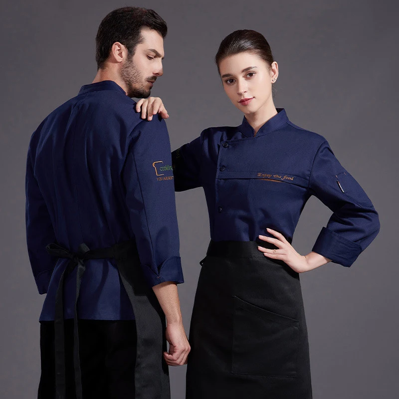 Kitchen Chef Jackets Restaurant Cook Uniform Long-Sleeved Catering Services Women Waiter Work Clothes Hotel Cooking Coat Shirt