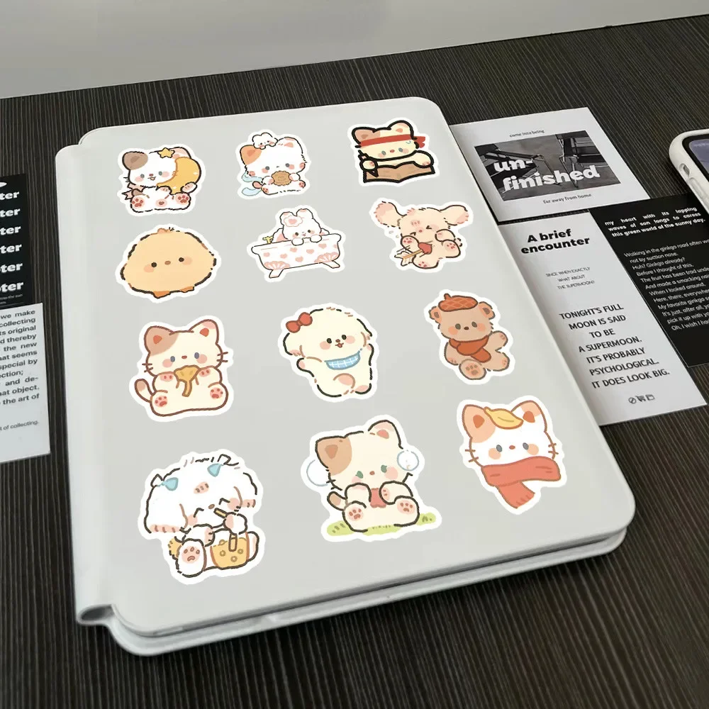 100PCS Cartoon Cute Hand Drawn Animals Mxied Graffiti Stickers for Bicycle Hand Account Pencil Case Decals image 3