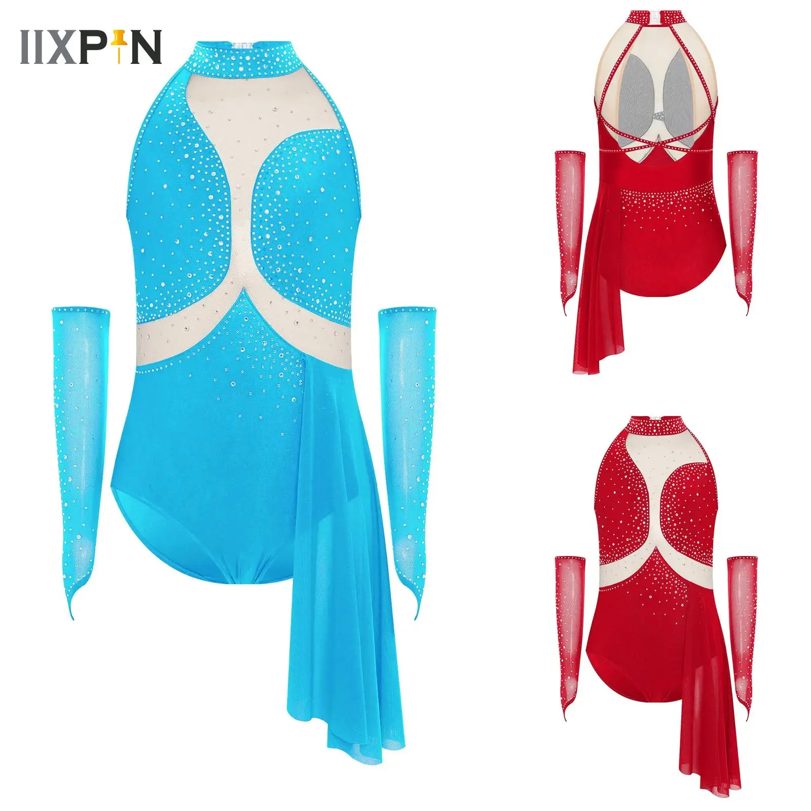 Kids Girls Ballet Skirted Leotard Lyrical Modern Tutu Dress Gymnastics Jersey Figure Skating Costume Ballerina Party Costume