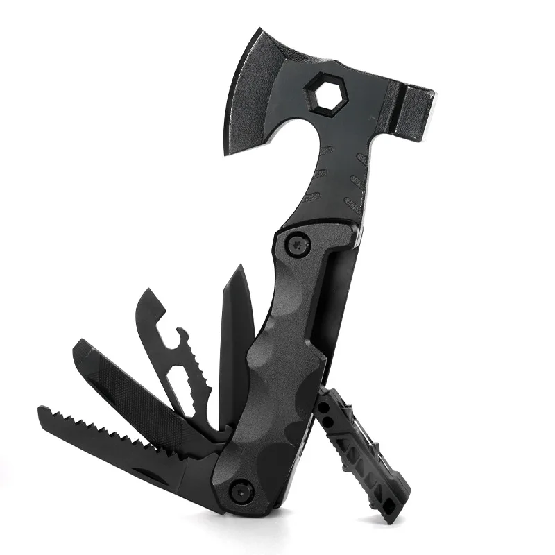 Multifunctional Camping Axe, Outdoor Camp Hatchet Survival Tactical Tool with Hammer, Emergency & Household Use