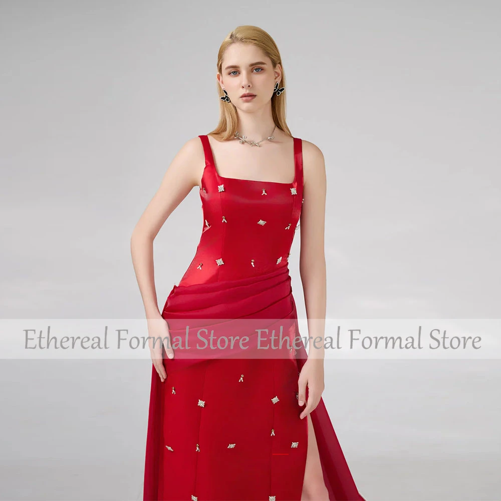 Современное женское вечернее платье с бисером на тонких бретельках Вечернее платье на свадьбу с поплавком без рукавов Вечерние платья с трубой