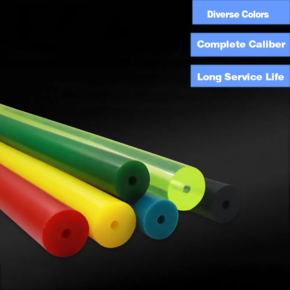 Colored Hollow PU Polyurethane Rod  OD 20/25/30/35/40/50mm Long 500mm Beef Tendon Plate Elastic Stretch Sticks Plastic Rod