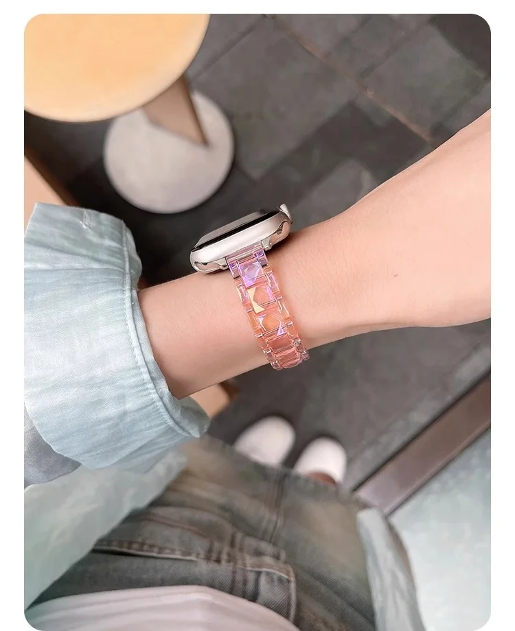 Women Slim Transparent Laser Strap for Apple Watch Band 42mm 46 49 45 40 44 38 41mm Acrylic Bracelet for iWatch 10 9 8 7 SE 6 5 image 4
