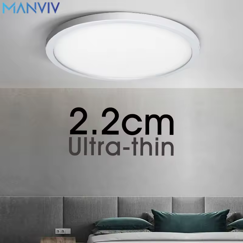 Ультратонкий светодиодный потолочный светильник MANVIV AC85V-265V 9W 13W 18W 24W, современный панельный светильник для поверхностного монтажа, для гостиной и кухни.