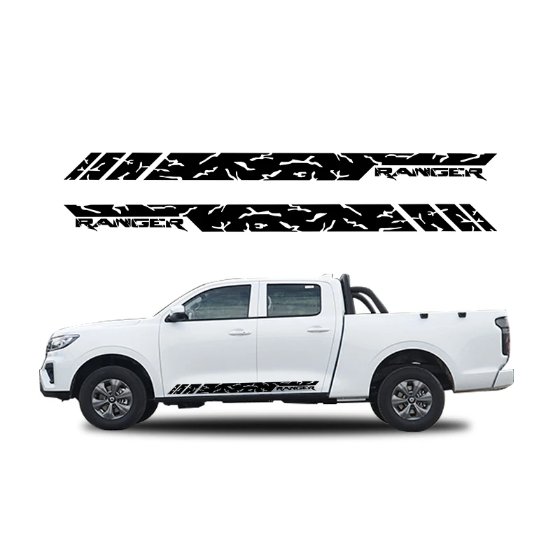 

2PCS Car Door Side Skirt Stripe Stickers Spotted Graphic Vinyl Decals For Ford Ranger XLT T6 Raptor Tremor Exterior Accessories