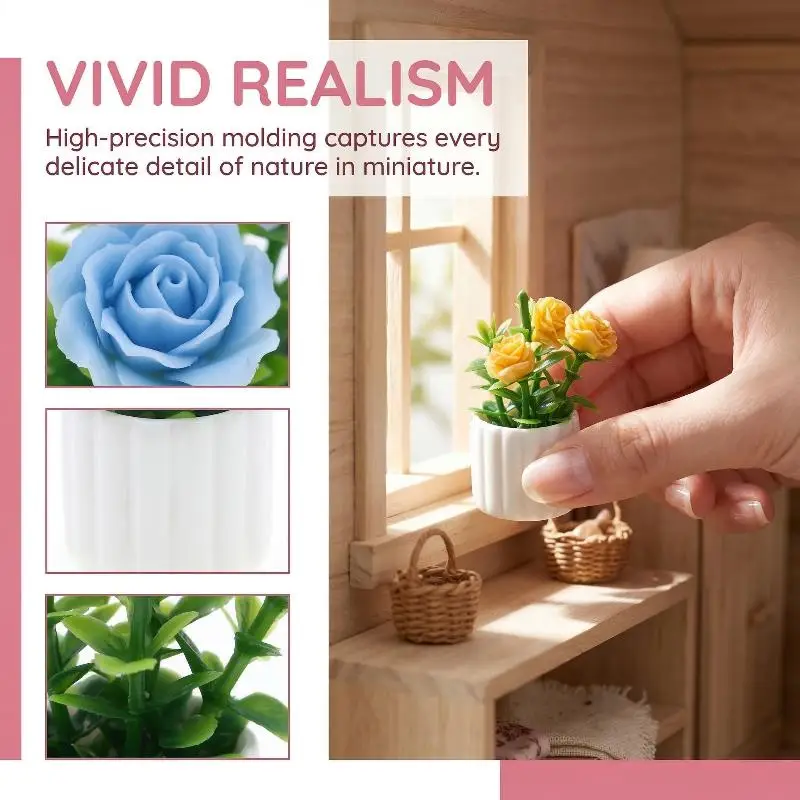 Plantas verdes en maceta de simulación en miniatura para decoración de casa de muñecas, escena de micropaisaje DIY, exhibición interior
