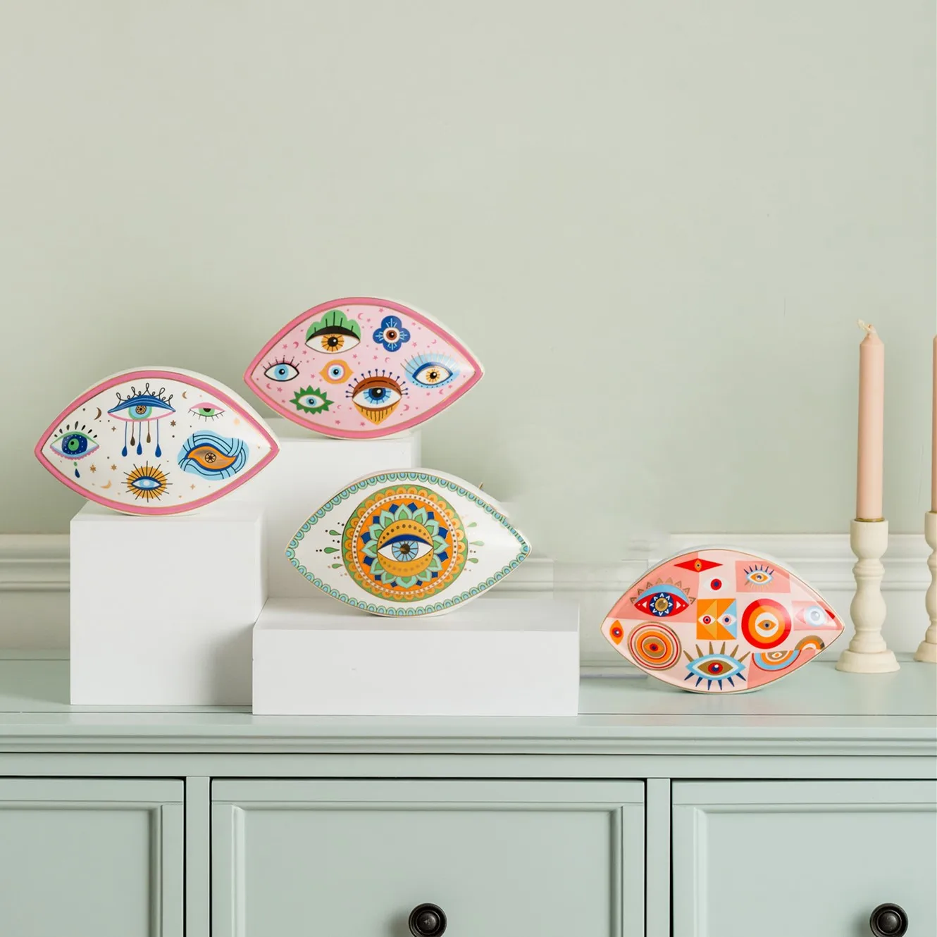 Goldbemalte Keramik im nordischen Stil, Teufelsaugen, Tischdekoration, Heimdekoration, Souvenirs