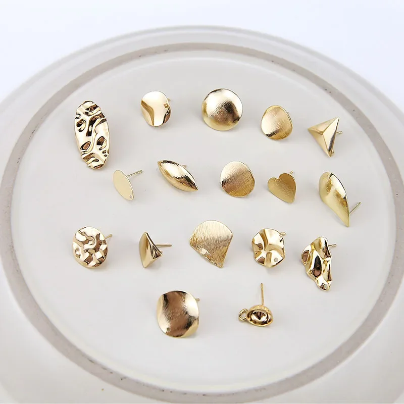 10pcs/set DIY Stainless Steel Earrings Connectors Round Irregular Gold Color Earrings Back Earrings Setting for Jewelry Making