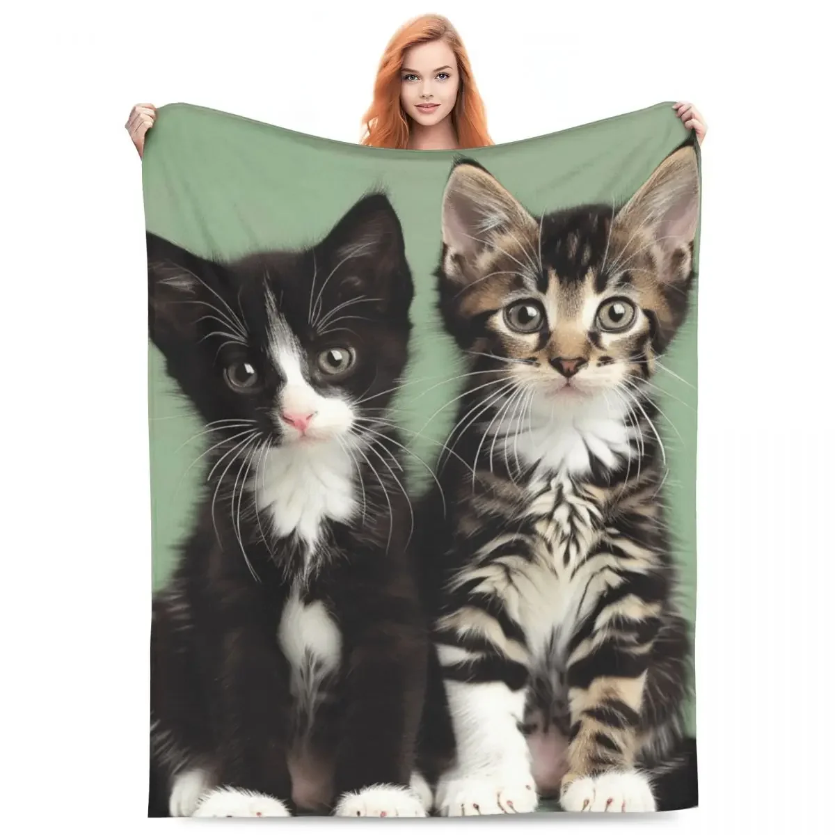 

Cute little cat Cartoon Blanket Sheet Home Textile Flannel Soft Warm Throw Bedding Sofa Cover for Girls Gift
