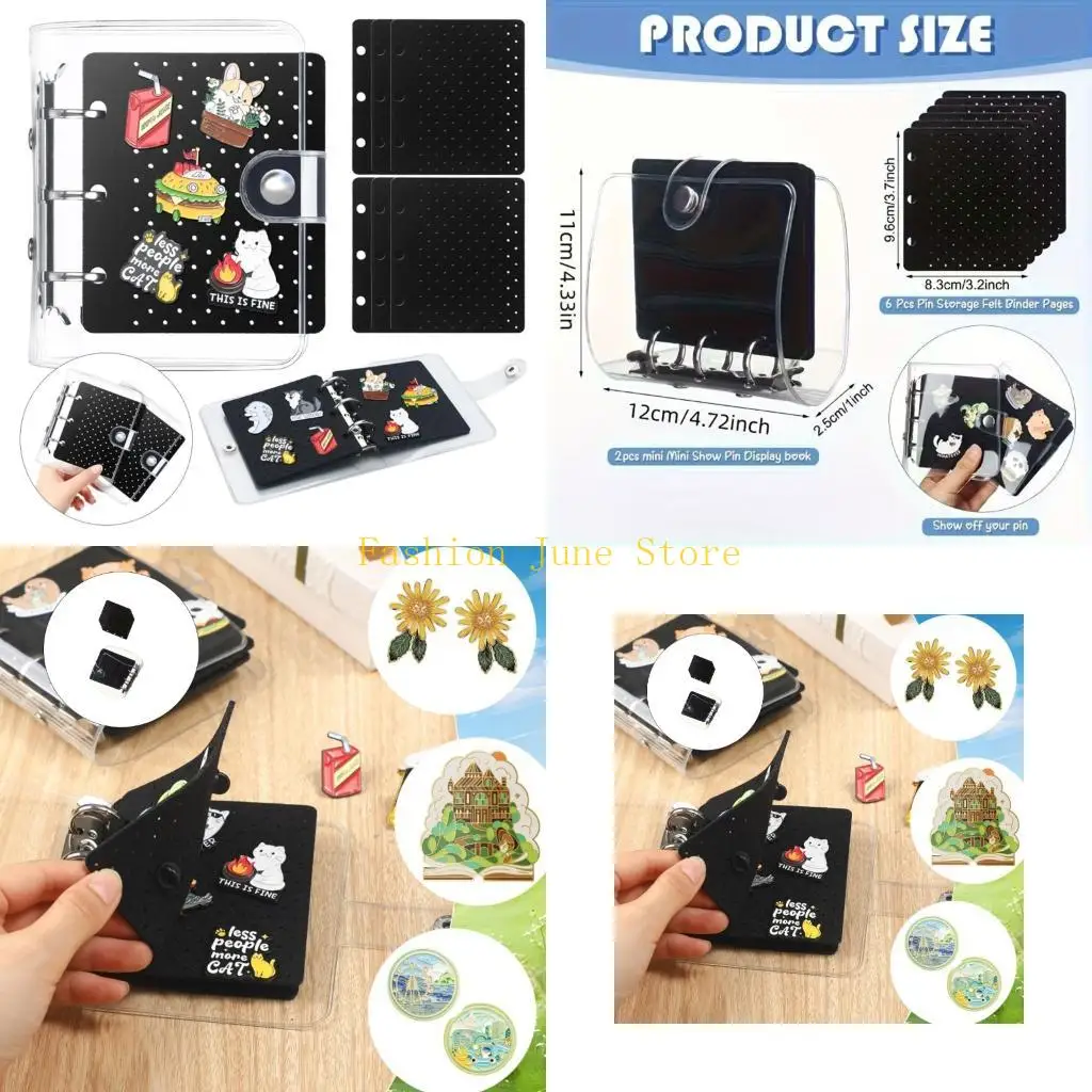 

N5KA Felt Fabric Jewelry Organiser Book Creative Pin Collection Storage Container