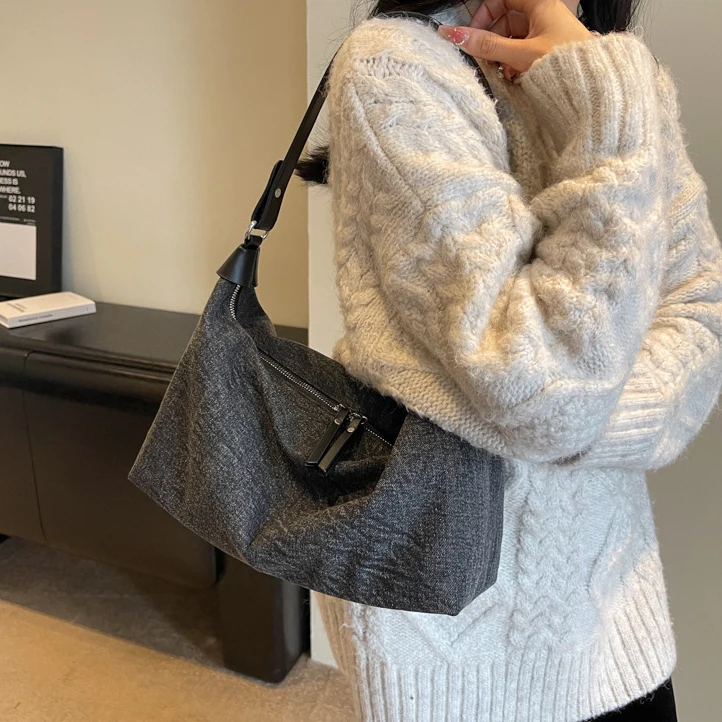 Fashion Women Shoulder Bag Denim Crossbody Bags Casual Under Arm Denim Bags for Women
