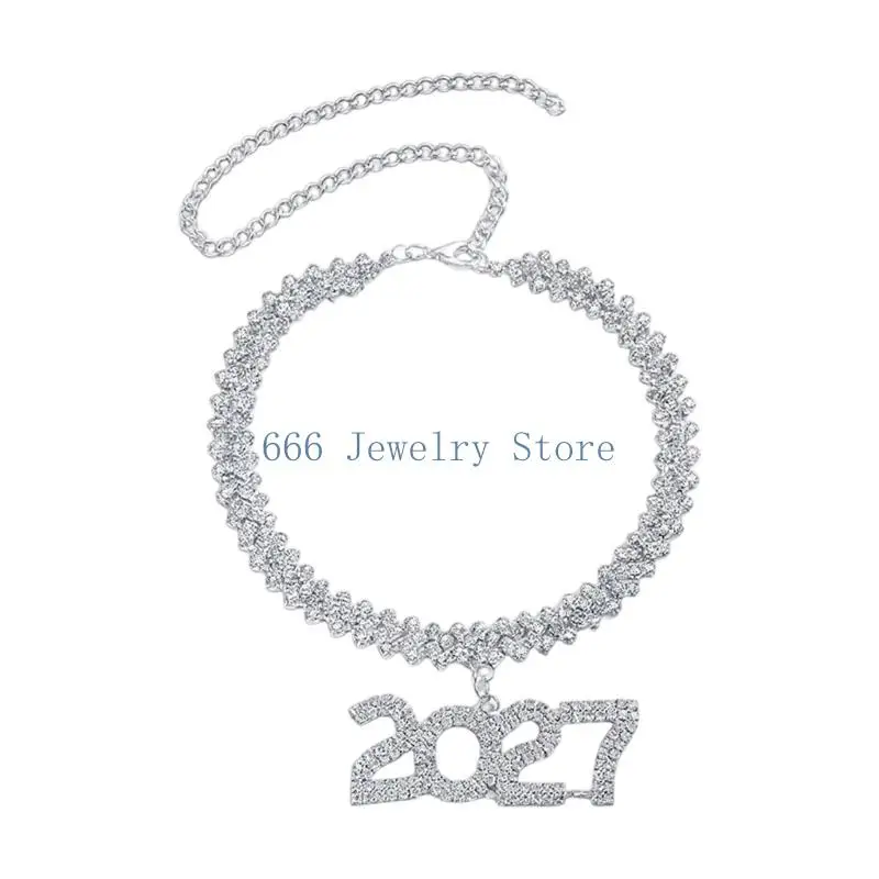 F2TD Countdown Party Pendant Necklace with 2027 Shining Stone Detail