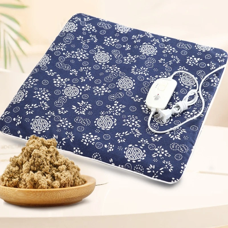 灸機能付き電気温熱パッド、ポータブルシートウォーマー - オフィスや家庭用の調節可能なハーブクッション、不快感を軽減