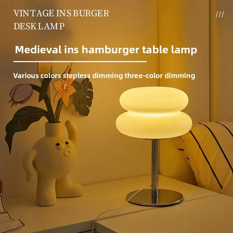 

LED Table Lamp Trichromatic Dimming Living Room Atmosphere Lamps Eye Protection Night Light Girl Bedroom Bedside Decor
