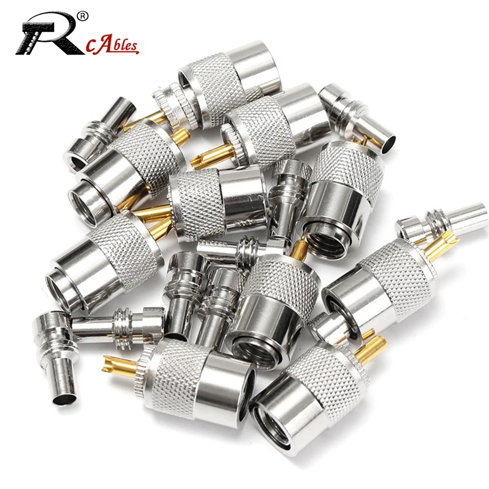 

10pcs/lot Screwed Coupling Connector PL259 UHF Male Plug With Reducer for RG58 RG8X Coaxial Cable +Tube UHF RG8X connectors
