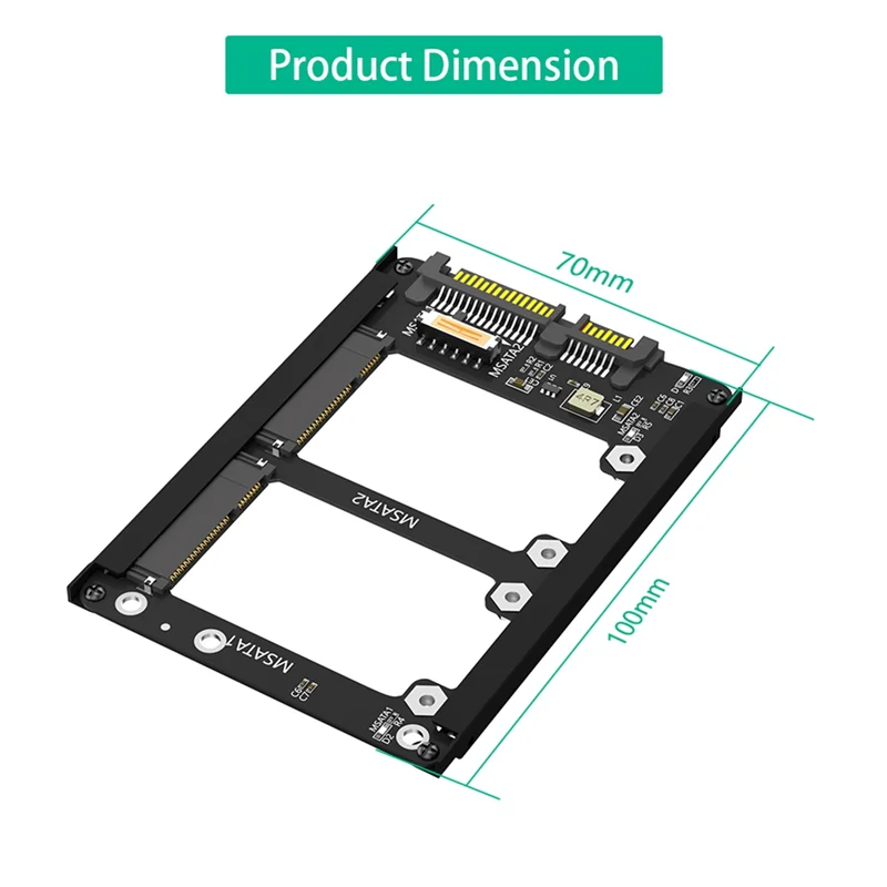 AEE7-Dual Msata SSD a SATA III de 2,5 pulgadas con soporte de marco: conserva el SSD MSATA como unidad SATA de 7 mm y 2,5 pulgadas