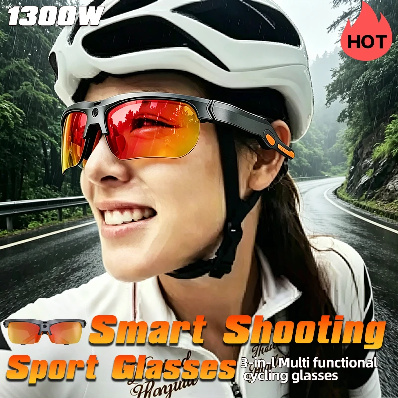 

Cycling Smart Glasses AI Translation Calls 1300W HD Camera Anti-shake 1080P Video Recording Everything Recognition Smart Glasses