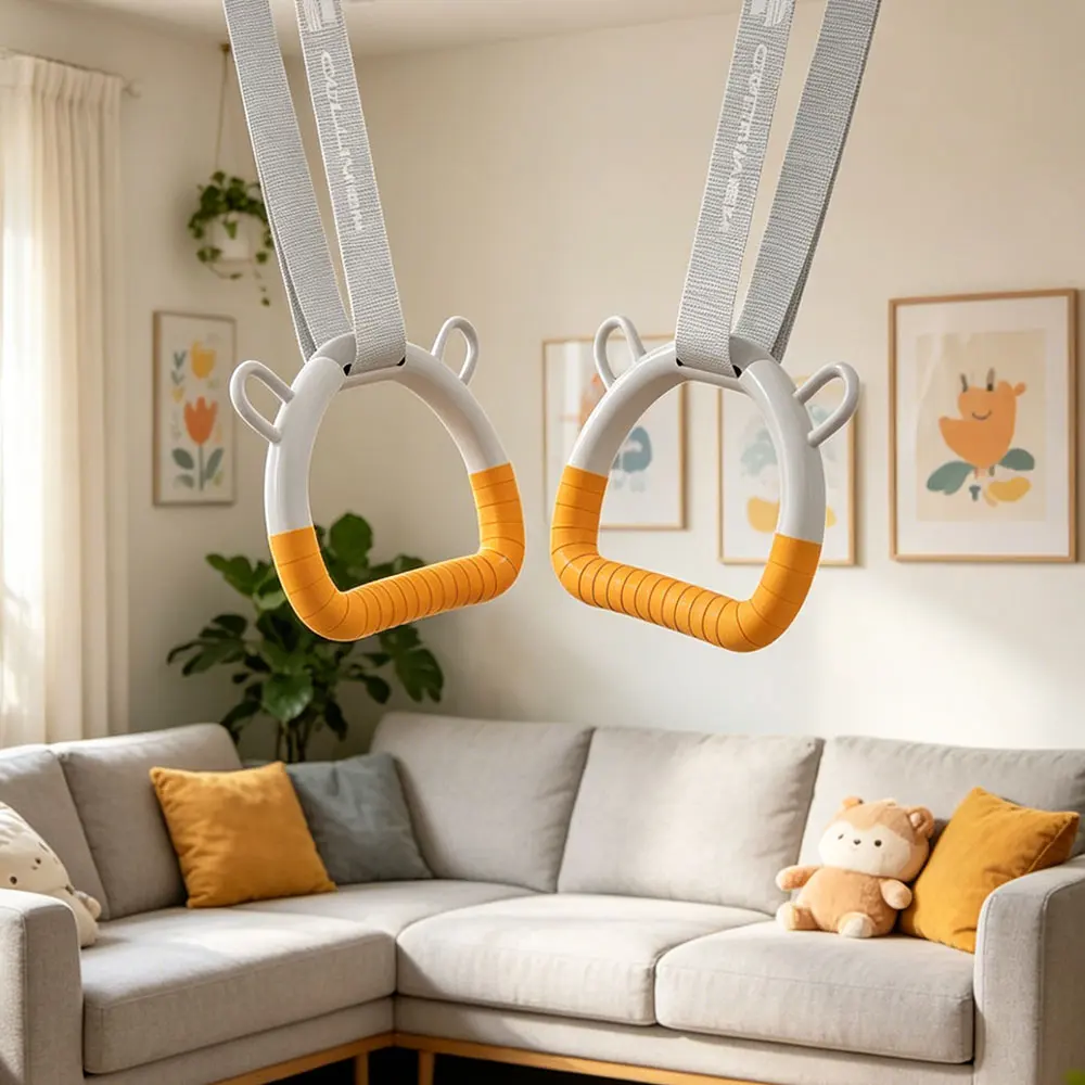 With Straps Gymnastic Rings Durable Adjustable Straps Pull Up Bar Non-Slip Comfortable Fitness Exercise Ring