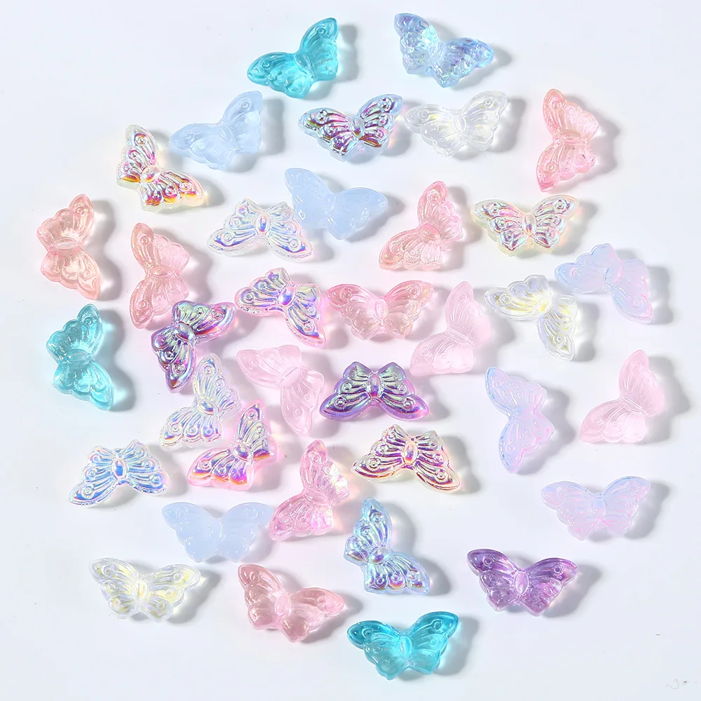 60PCS Dreamy Colored Butterfly Glass Beads For Jewelry Making Interval Bead Necklace Bracelet Craft DIY Supplie