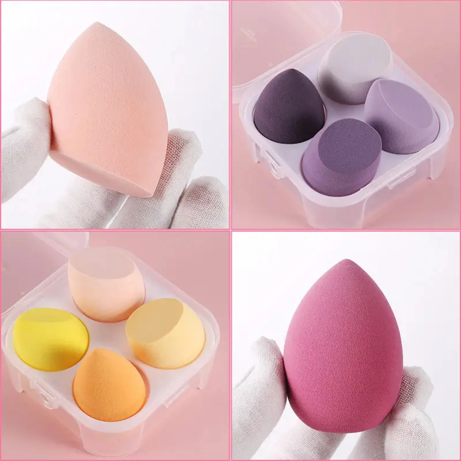 완벽한 적용을 위한 놀라운 고품질 4피스 메이크업 스펀지 또는 파우더 퍼프, 습식 또는 건식 사용에 적합합니다. 화장품 뷰티 B