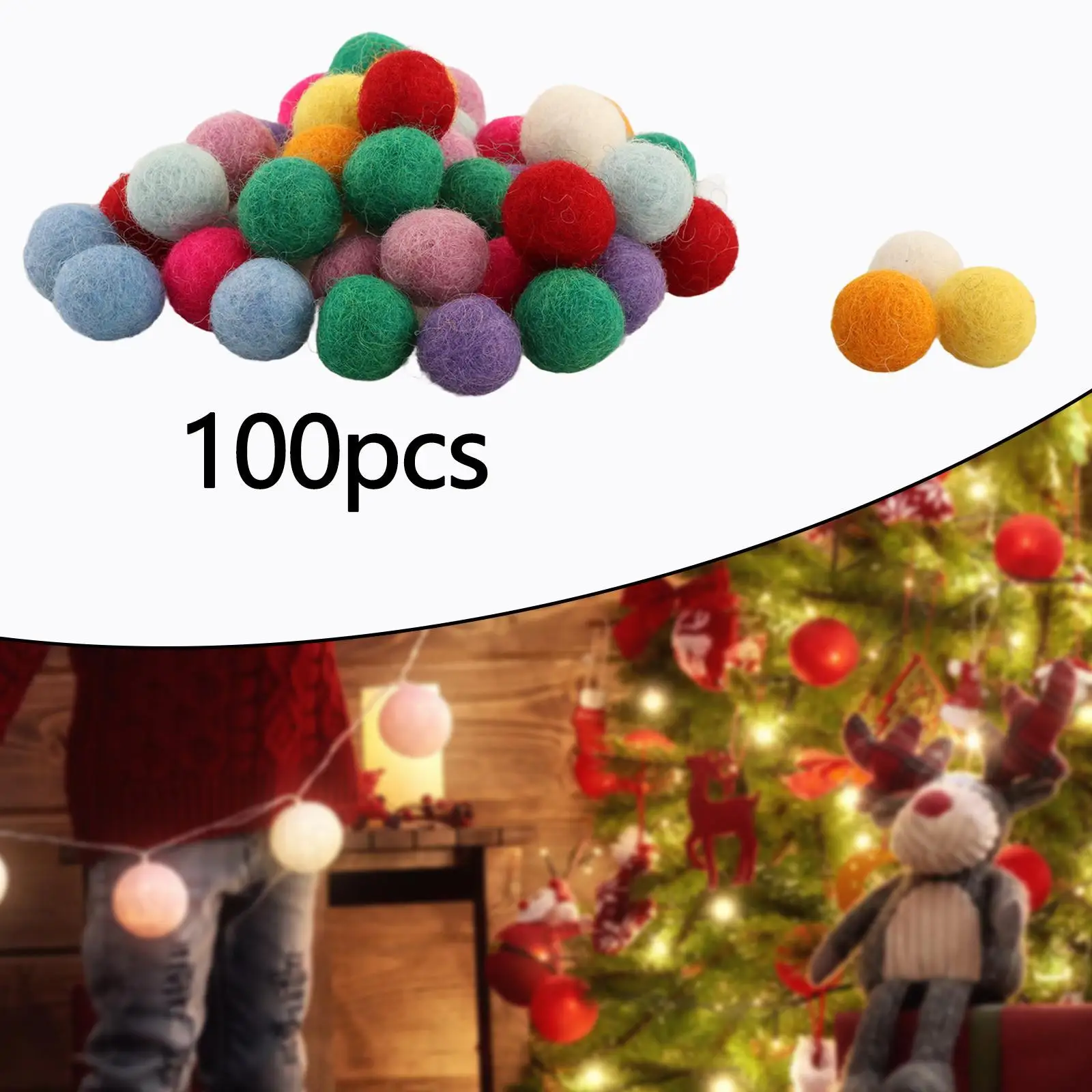 100x Handmade Wool Felt Balls Round Multicolored for Craft Jewelry Garland